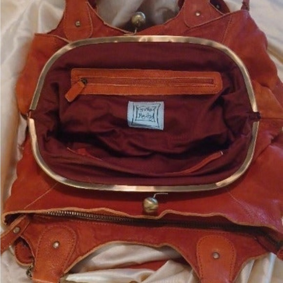 Cynthia Rowley RARE HTF Triple Compartment Leather Framed Satchel in Spice NWT!! - Picture 5 of 11
